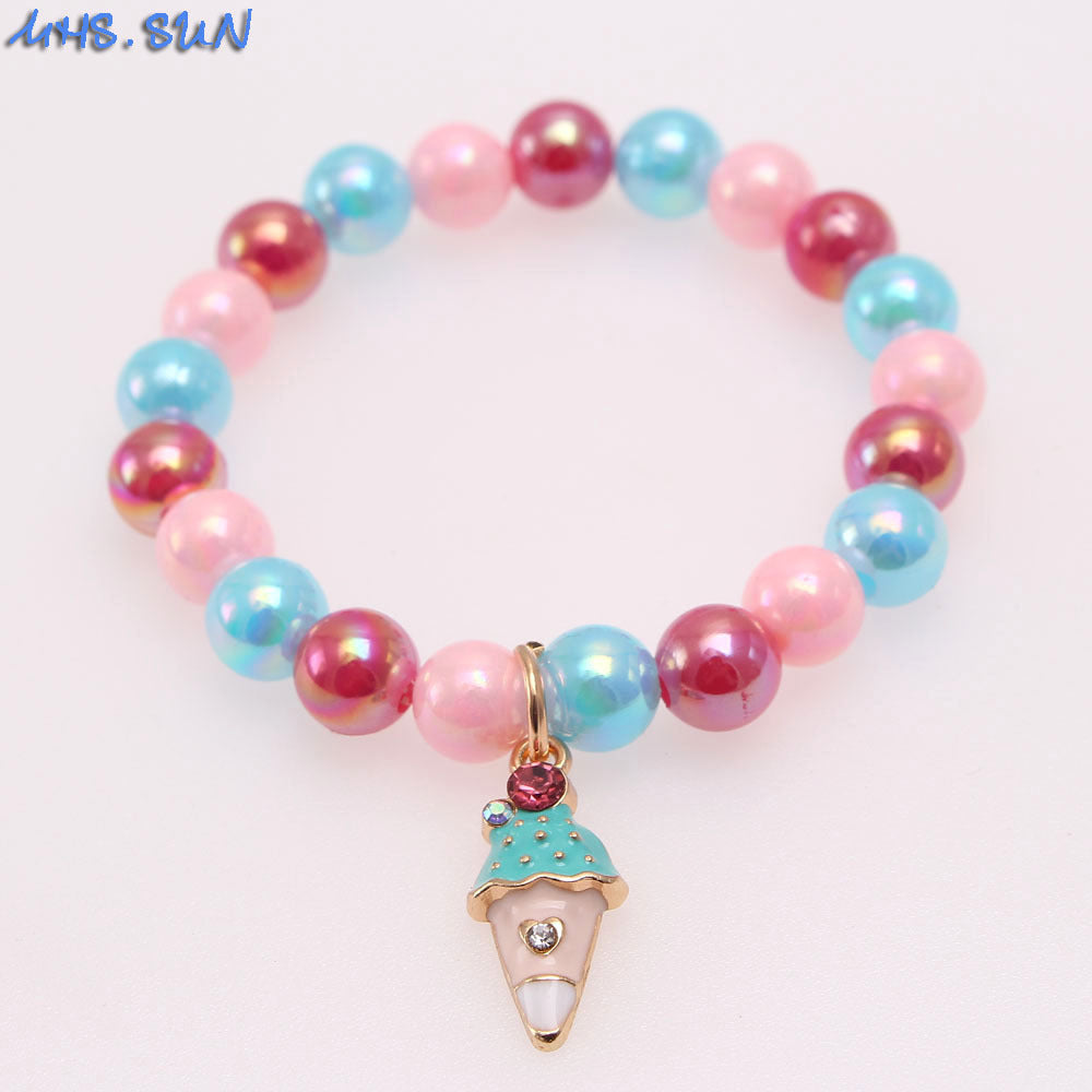 Wholesale Rainbow Cloud Oil Drip Acrylic Beaded Bracelet